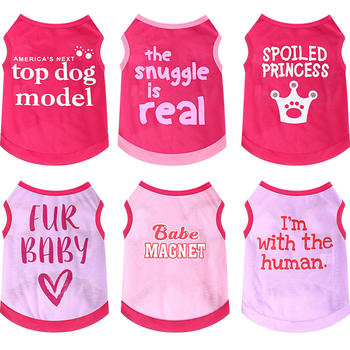 Jexine 6 Pack Chihuahua Dog T Shirt Girl Dog Puppy Clothes Breathable Outfit Pet Costume Summer Cat Clothes Dachshund Puppy Accessories Printed Shirts(Medium)
