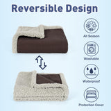 Catalonia Waterproof Blanket, Washable Leakproof Bed Cover for Couples, Reversible Protector Blanket for Bed Couch Sofa, 50X60 inches, Brown
