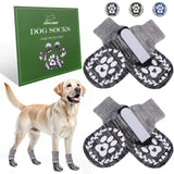 EXPAWLORER Dog Socks to prevent Licking and Slipping, Winter Dog Shoes for Cold Weather Snow, Paw Protectors for Hardwood Floors Anti-Slip, Dog Booties for Small Medium Large Senior Dogs,Black Grey XL
