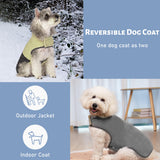 cyeollo Warm Dog Coat Sherpa Dog Winter Coat, Reversible Fleece Dogs Jackets Sweater Vest for Small Medium Dogs Male with Leash Hole, Soft Cold Weather Pet Clothes, Khaki XL