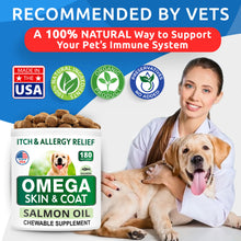 Load image into Gallery viewer, BARK&amp;SPARK Omega 3 for Dogs - 180 Fish Oil Treats for Dog Shedding, Skin Allergy, Itch Relief, Hot Spots Treatment - Joint Health - Skin and Coat Supplement - EPA &amp; DHA Fatty Acids - Alaskan Salmon
