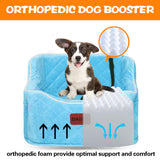 Dog Car Seat for Small Medium Dogs, Detachable Washable Dogs Booster Seat Under 35lbs, Elevated Dog Car Bed with Storage Pockets (Blue, One Size)