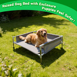 Makerfire Elevated Dog Bed, Raised Dog Sofa Bed for Medium Dogs, Detachable Cooling Indoor/Outdoor Pet Cot with Non-Slip Feet, Polyester Cotton (33''L x 26.5''W x 11.6''H)