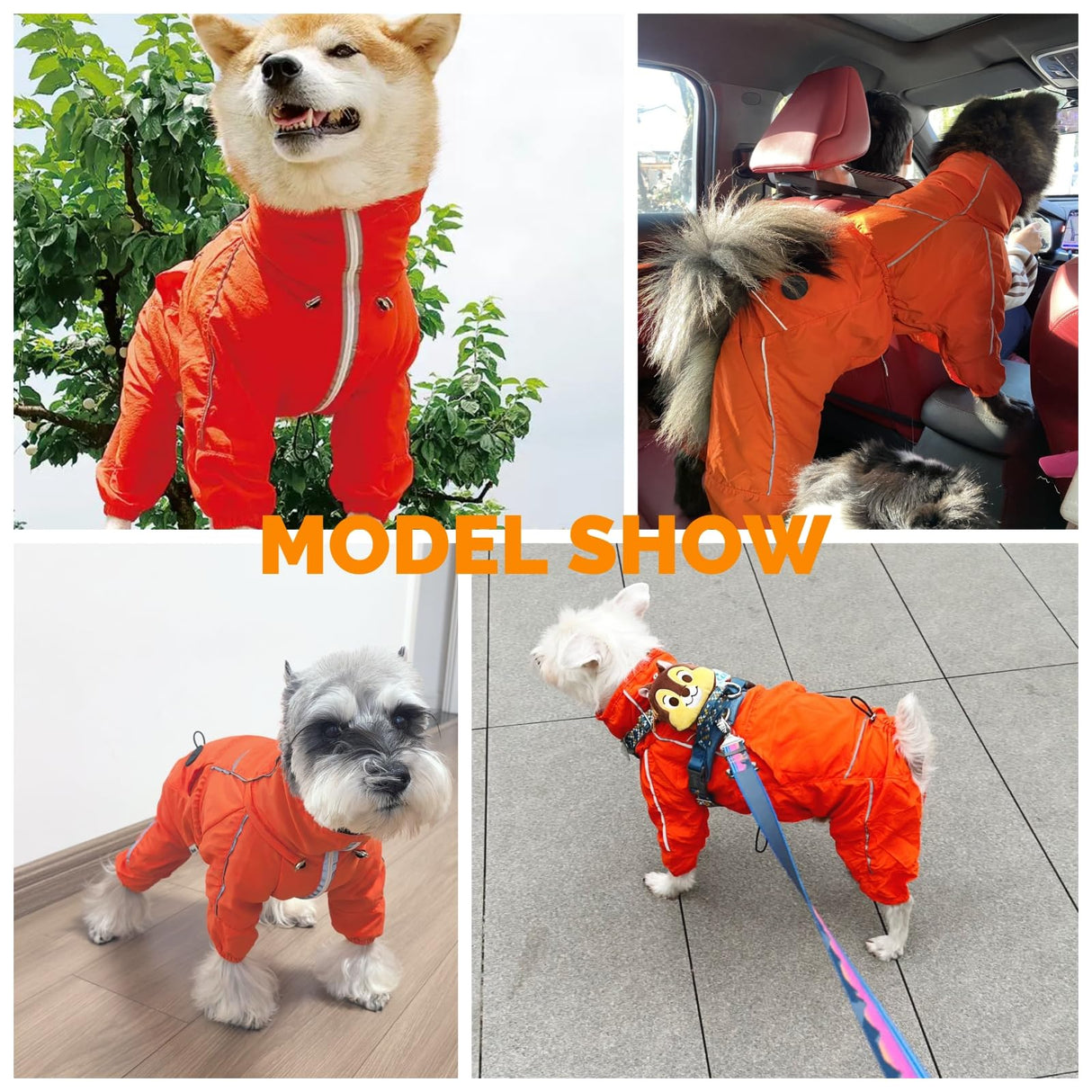 Dora Bridal Windproof Dog Jacket, Lightweight Water Resistant Dog Coat, Adjustable Four-Legged Reflective Dogs Raincoat, Thin Anti-Static Dogs Windbreaker for Hiking Waking(Orange, 2XL)
