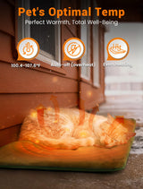 PETNF Outdoor Pet Heating Pad for Cats & Dogs, 100.4-107.6°F Auto Temp Control, Waterproof Fireproof, for Cat House/Dog Kennel/Carport, Fits Domestic & Stray Pets (Green 15.7"X27.6")