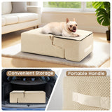 Aodisman Dog Stairs for Bed 18.5" H, 4-Step Dog Steps for Small Dogs and Cats, Indoor Non-Slip Balanced Pet Stairs are Suitable for Puppy, Older Cat,Beige