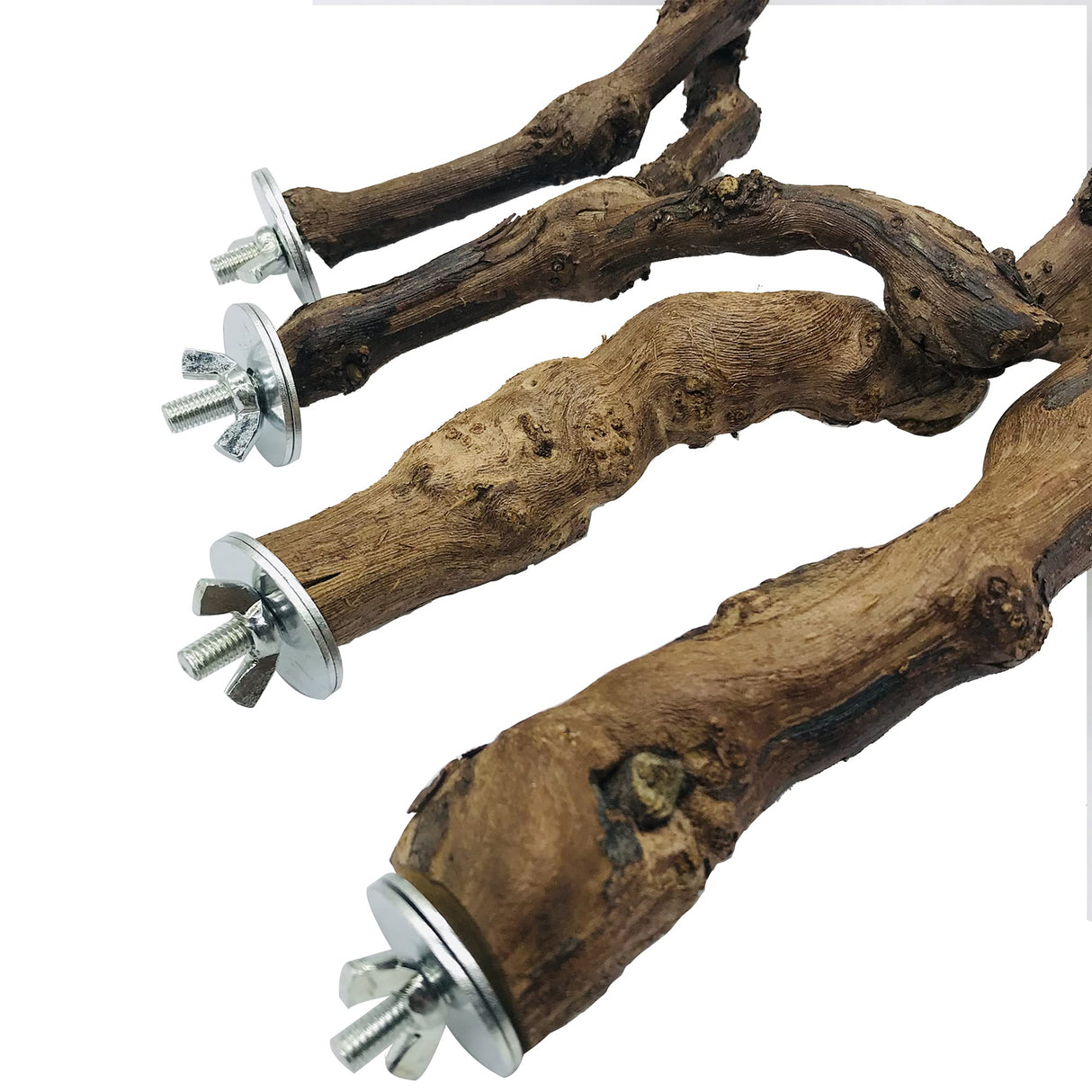 Allazone 4-Piece Bird Perch - Natural Grapevine Stick Swing Chewing Toys for Parrot Cages, Cockatiels, Parakeets, Finches