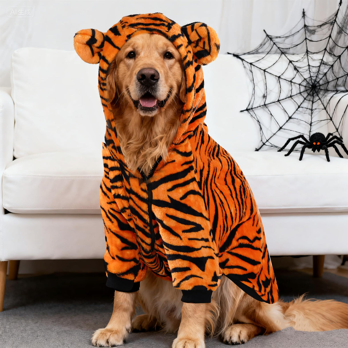 Topbuti Dog Halloween Tiger Costume Pet Funny Cosplay Clothes Dog Hoodies Sweaters Cat Coat Warm Winter Sweaters Outfits for Small Medium (Medium)