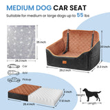 Dog Car Seat for Medium Dogs - Pet Car Seat with 2 Safety Straps & Waterproof Padding, Portable Pet Carrier for Cars, Trucks & SUVs, Comfortable Booster Bed for Pets Up to 55lbs (Black/Coffee)