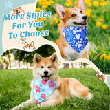 Jeere 50 Pcs Blue Paw Print Dog Bandanas Bulk Animal Footprint Bandanas for Dogs Triangle Kerchief Bib Scarf Set for Pet Winter Costume Photo Props Daily Accessories Pet Shops (25.6 x 17.7 x 17.7)