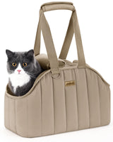 Pecute Cat Purse Carrier, Lightweight Cat Carriers for Small Cats with Large Pockets, Cat Soft-Sided Carriers up to 6.6lbs, Pet Carrier for Kitten, Suitable for Travel, Subway, Khaki