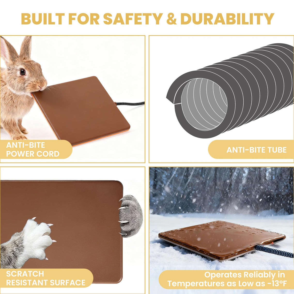 PetTemp Small Animal Heating Pad, Small Animal Bed, Outdoor/Indoor Winter Thermal Heating Pad for Rabbits, Guinea Pigs & Chickens, Waterproof & Chew-Resistant, Energy-Efficient (S:11.8" x 8.2“)