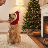 Christmas Dog Hat Costume for Large Medium Dog Warm Winter Dog Hat Neck Ear Warmer Headband Protector for Golden Retriever Labrador(X-Large, Red)