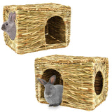 HERCOCCI Extra Large Grass House for Rabbit, Foldable & Comfortable - Small Animal Hut Play Hideaway Bed Hay Mat Chew Toy for Bunny Guinea Pig Hamster Chinchilla (2 Pack)