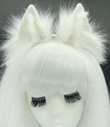 CoFoWo Handmade White Wolf Ears and Tail Set,Animal Tail and Ears set,Cosplay accessory, Halloween Christmas Fancy Party Furry Costume, Funny Gifts