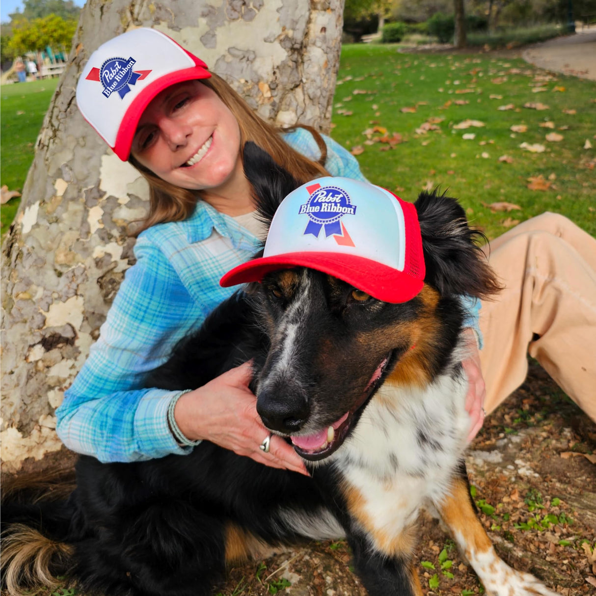 The Pabst Blue Ribbon Trucker Hat for Dogs by PupLid (X-Large, Red, Pabst)