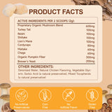 Mushroom for Dogs - with Turkey Tail Mushroom for Dogs, Lion’s Mane, Shiitake, 100g Powder, Immune & Digestive Health, Enhances Energy, Lumps & Bumps Supplement, Organic Mushrooms Supplement for Dog