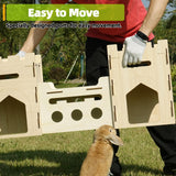 HIIMALEX Extra Large Wooden Bunny Castle House Multistory Climbing Tower Hideout Ventilated Sturdy Habitat for Rabbit Guinea Pig Chinchilla Ferret