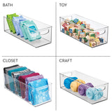Plastic Stackable Pantry Bin with Handles, Clear