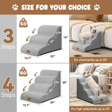 Zerbuger Dog Ramp and Stair for Bed 16" H-20 H,3-Step Cat Stair for Sofa and Chair,4-Step Dog Ramp for High Bed and Window,Durable Nonslip Fabric Cover for Indoor (Light Grey-20 H, Pet Friendly, 4)