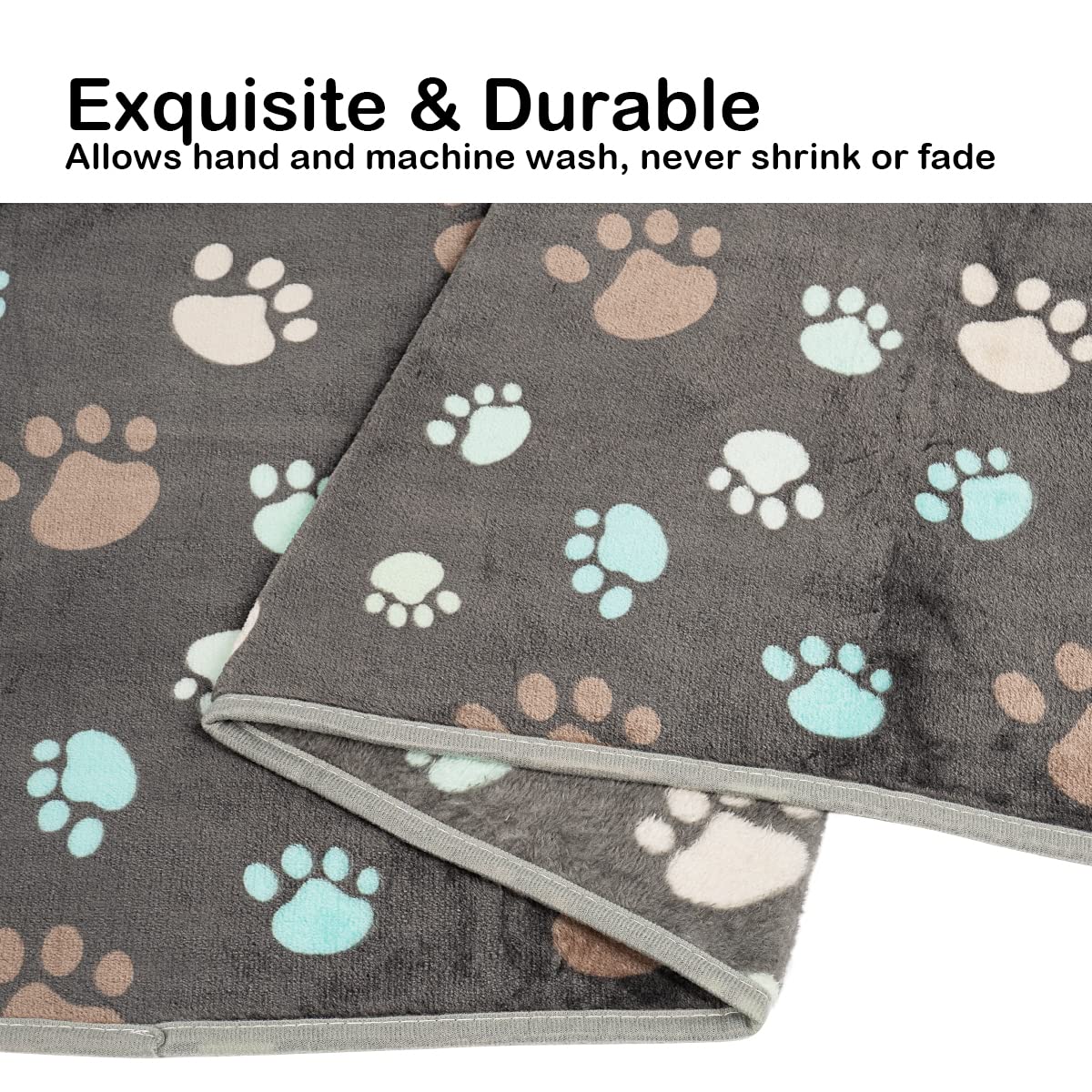 Dono 1 Pack 3 Dog Blankets, Soft Fluffy Fleece Pet Blanket Warm Sleep Mat Paw Print Design Puppy Kitten Throw Blankets Doggy Blanket for Dogs