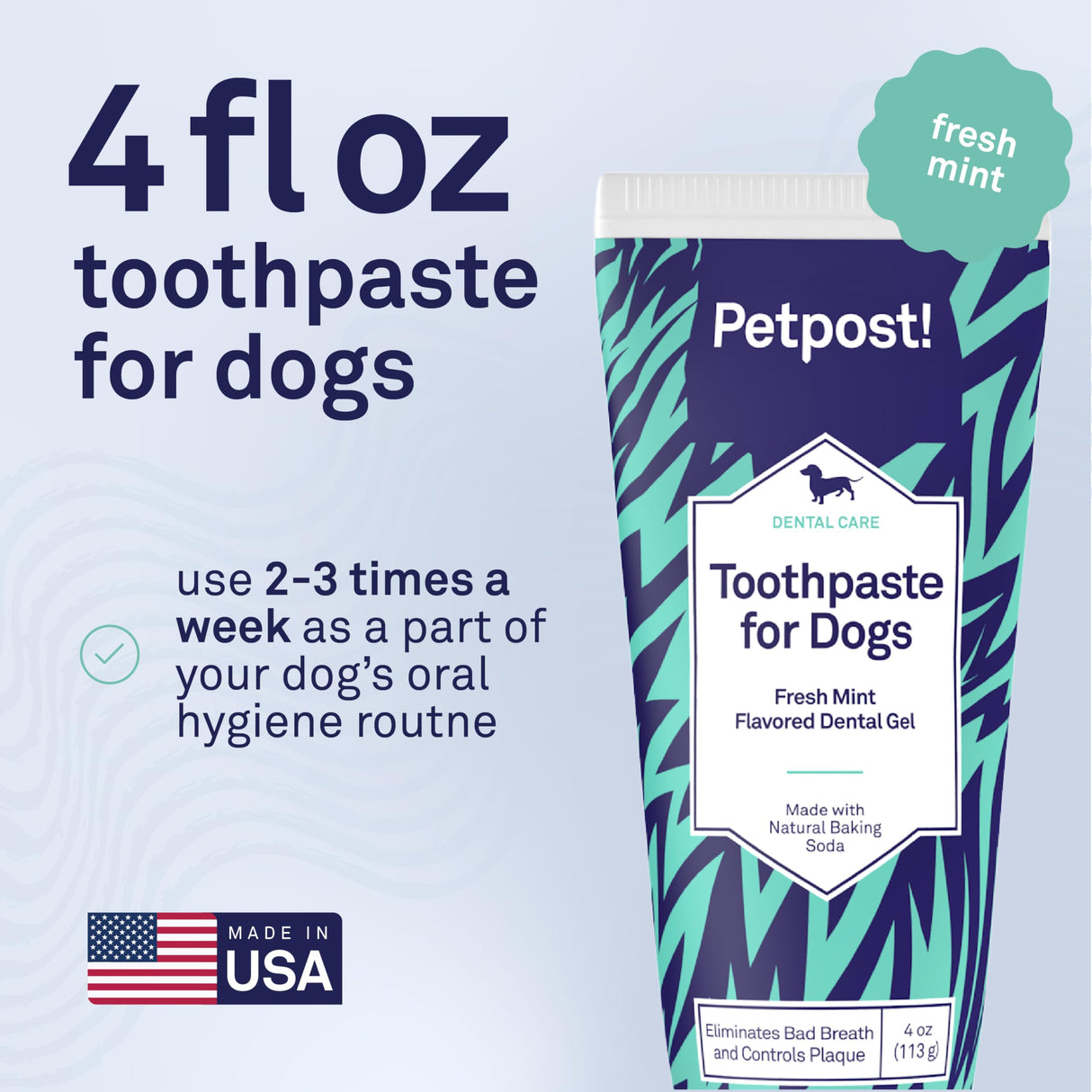 Petpost | Toothpaste for Dogs - Coconut Oil and Baking Soda Based Dental Gel That Naturally Eliminates Bad Breath - Dirt, Gunk, and Tooth Buildup Gone - Mint Flavor 4 oz.