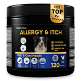 Dog Allergy Itch Relief Chews Supplement – Itchy Skin, Hot Spot & Dry Skin Support for Paw Licking, Anti-Itch Allergy Chews with Fish Oil, Colostrum & Probiotics – 120 Ct