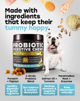 Pup Choice Chewable Dog Probiotics – All-in-One PhD-Endorsed Digestive Enzymes, Prebiotics, Turmeric, Omega-3 & Fiber – Gut, Diarrhea, Itchy Skin & Ear Support – All Ages, Made in USA, 140 Beef Chews