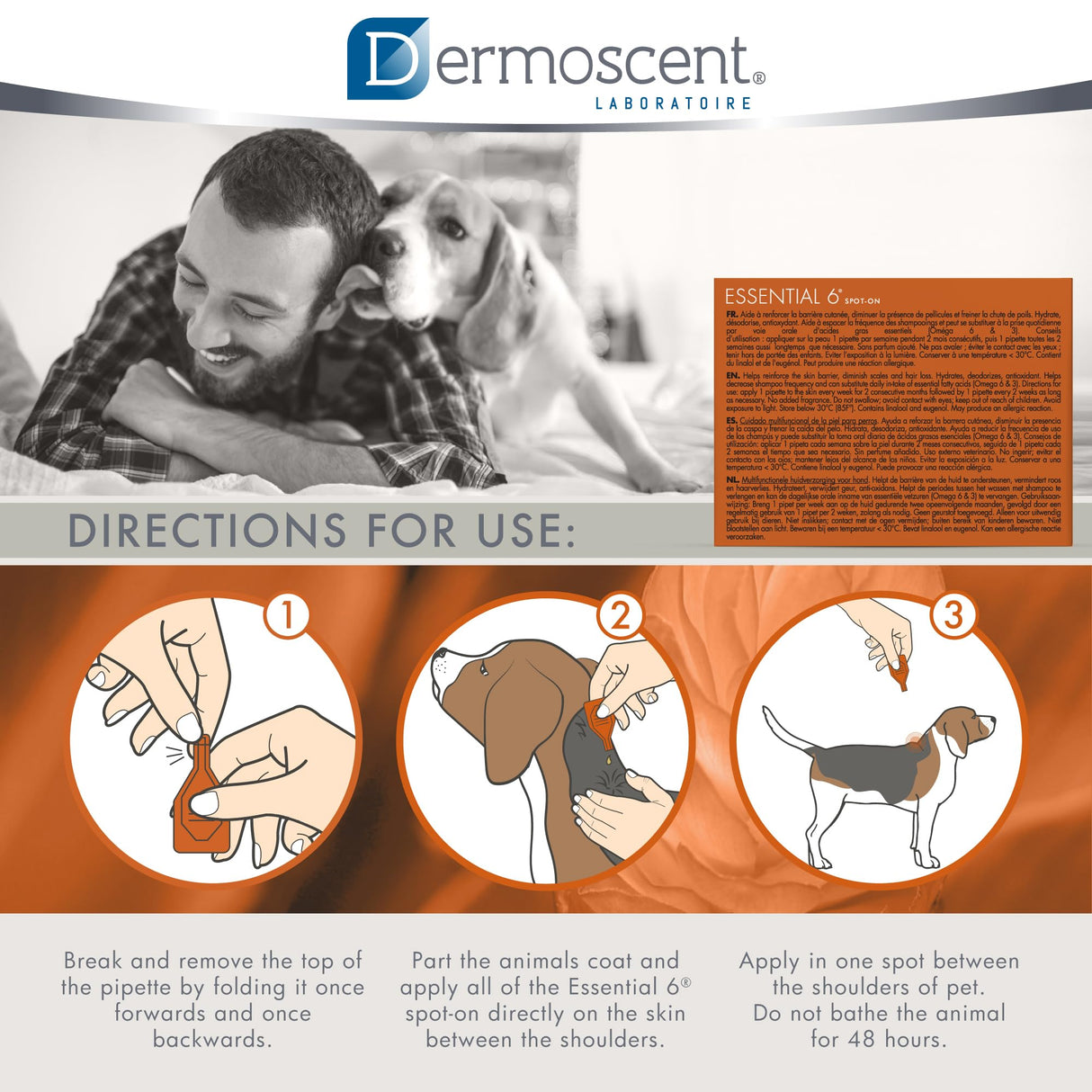 Dermoscent SpotOn Skin Care for Medium Dogs 22 to 44 lbs(10 to 20 kg)