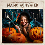 JOIONE Floating Candles with Wand, 20 Pack Halloween Flameless Candles Magic Hanging Taper Candles with 2 Wand Remotes, Battery Operated Candles for Halloween Christmas Birthday Party Decor Black