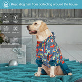 LovinPet Dog Pajamas: Lightweight Onesie, Large Dog Pjs, Reflective Stripe, Super Dinos Navy Print, Surgical Recovery Clothes /3XL