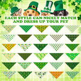 Youyole 120 Pcs Dog St. Patrick's Day Bandana Bulks Shamrocks Dog Bandanas Green Pet Scarf Soft Cat Triangle Scarfs Pet Bandana Green Hat Gnome Bibs for Small and Medium Breed