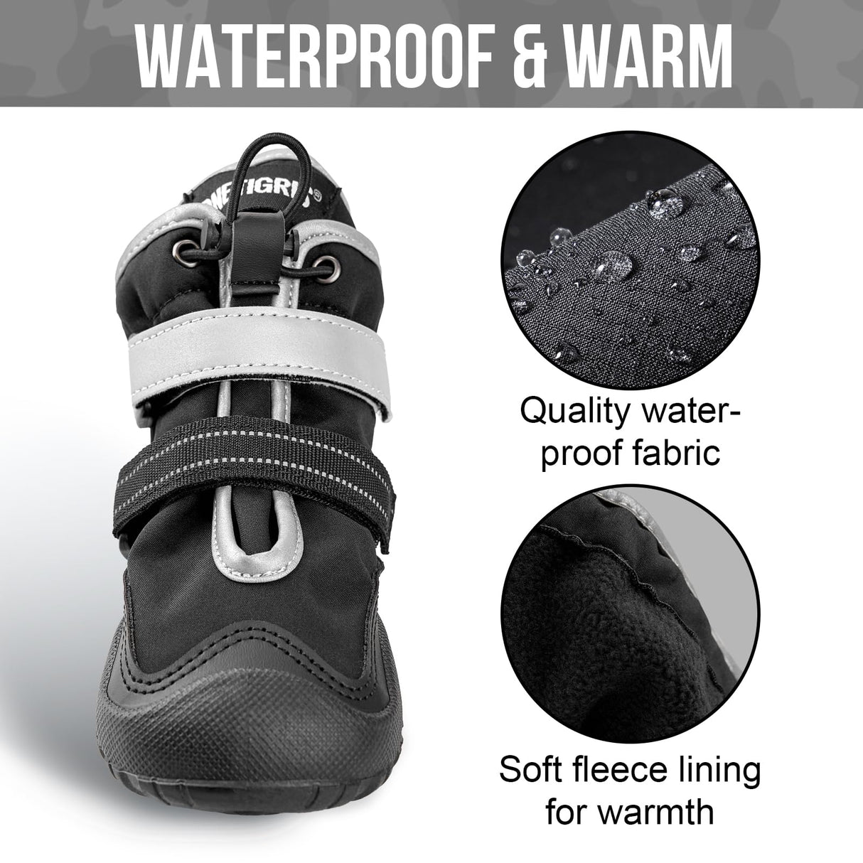 OneTigris Dog Shoes for Large Dogs, Pathfinder Medium Dog Boots & Paw Protectors for Winter Snowy Day,Water-Resistant in Rainy Weather, Outdoor Walking, Indoor Hardfloors Skid-Resistant Sole