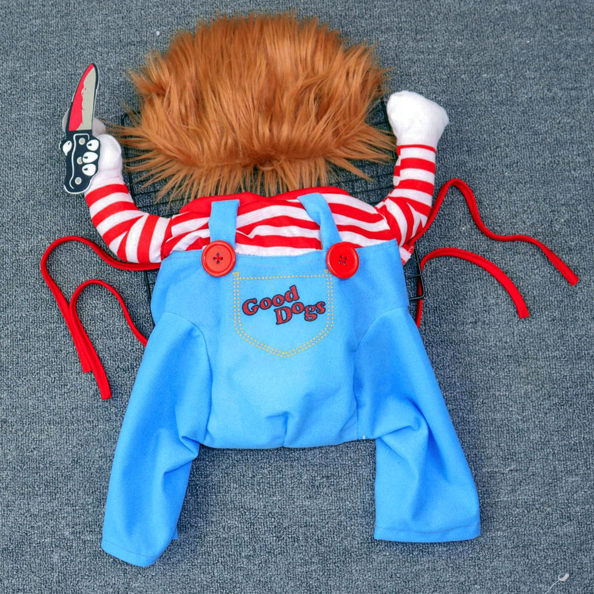Dog Halloween Costume,Funny Chucky Dog Costume with Pet Wig,Cosplay Scary Outfit with Knife Clothes for Dogs (Medium)