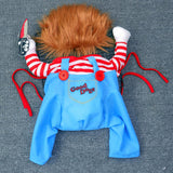 Dog Halloween Costume,Funny Chucky Dog Costume with Pet Wig,Cosplay Scary Outfit with Knife Clothes for Dogs (Medium)