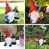 halp·ssfm Garden Gnome Statue Solar Light Outdoor Decorations Figurine with Lantern Led Shovel Sculpture Lawn Patio Yard Porch Outside Christmas Housewarming Gifts for Women Mom Grandma