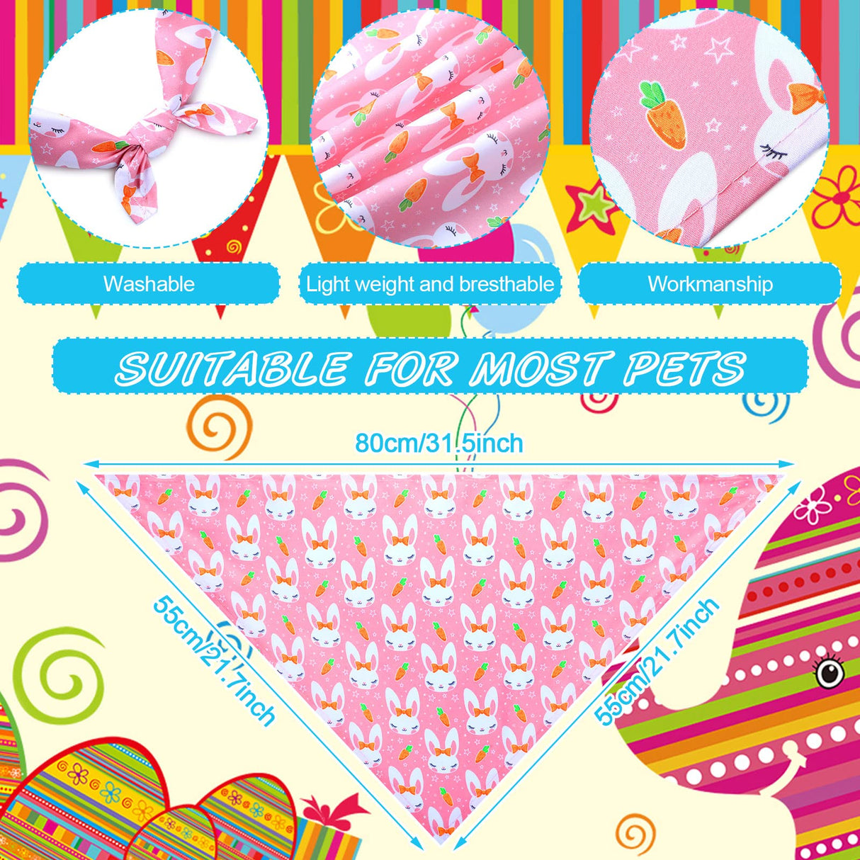 20 Pcs Easter Dog Bandana Pet Scarf Washable Triangle Bibs Shamrock Scarfs Adjustable Pet Triangle Washable Kerchief for Easter Dogs Cats