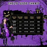 Light Up Halloween Girls Witch Costume, Toddler Witch Dress Set with Hat and Broom, Kids Witch Costumes for Halloween Themed Role-Play Party (Large)