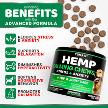 Load image into Gallery viewer, Hemp Calming Chews for Dogs - Advanced Dog Calming Chews - 170 Treats - Anxiety Relief Treats - Hemp Oil - Separation Aid, Stress, Hip and Joint Supplement for Canine Health Support - Beef Flavor
