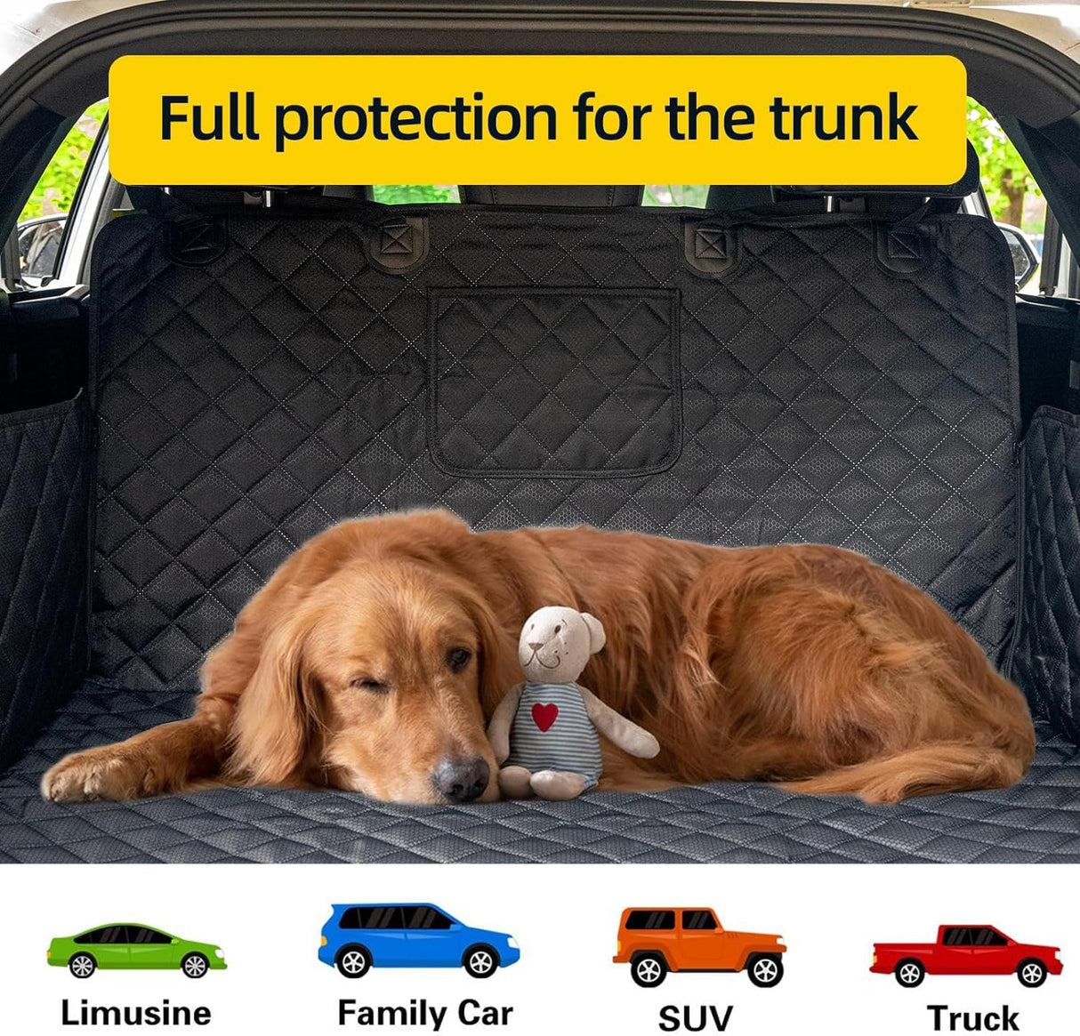 HCCW SUV Cargo Liner for Dog Car Seat Cover Waterproof Pet Cargo Cover Nonslip Dog Seat Cover with Bumper Flap Protector for SUV Trunk Sedans Vans（70L”*40W“）