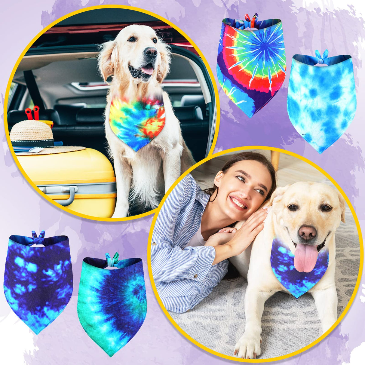 Silkfly 30 Pcs Winter Tie Dye Dog Bandanas Bulk Valentines Rainbow Spiral Bandanas for Dogs Triangle Kerchief Bibs Scarf for Pet Holiday Travel Costume Photo Prop Accessories, 30 Style(Extra Large)
