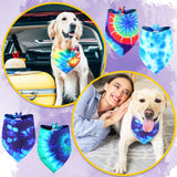 Silkfly 30 Pcs Winter Tie Dye Dog Bandanas Bulk Valentines Rainbow Spiral Bandanas for Dogs Triangle Kerchief Bibs Scarf for Pet Holiday Travel Costume Photo Prop Accessories, 30 Style(Extra Large)