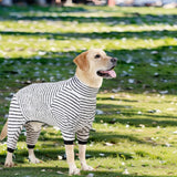 PAPIAMEN Striped Dog Pajamas Stretchable 4 Legs Doggie Jammies Clothes,Soft Plush Pet Pjs Coat Onesie fit Puppy to Medium Large Dogs,Cute Warm Dogs Costumes Outfits for Winter,Black,L
