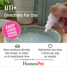 Load image into Gallery viewer, HomeoPet UTI+ Urinary Tract Relief, Safe and Natural Dog and Cat UTI Supplement, 15 Milliliters
