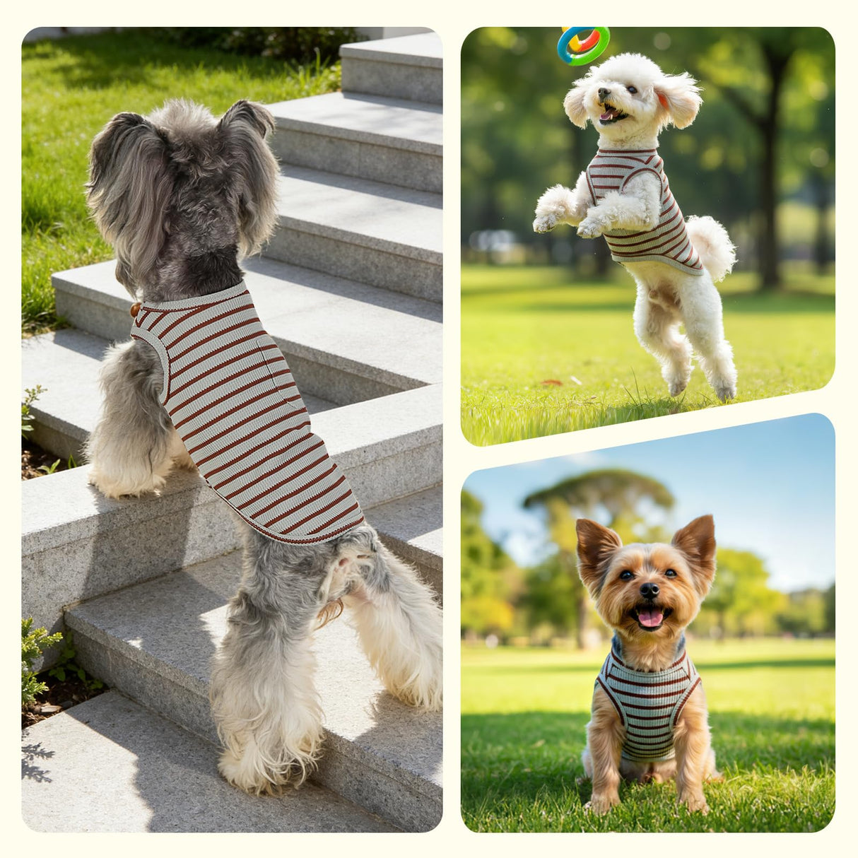 COOHAMS Dog Clothes, Stripe Dogs Shirts for Small & Medium Breeds, Pet Tank Top, Breathable Waffle Fabric Puppy Outfit, Shirt for Chihuahua, Yorkie, Dachshund, Corgi (4Pack, Medium)