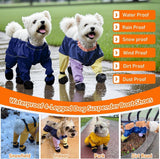 Waterproof Dog Boots Rain Boots with Suspender, Dogs Shoes Paw Protector for Small Medium Puppy, Anti-Slip Doggy Boot Belly Protector, Rain Booties Snow Booties (X-Large, bluef)