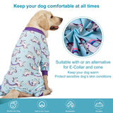 LovinPet Large Dog Pajamas PJS, Wound Care/Post Surgical Recovery Shirt for Big Dogs, Lightweight Stretchy Pullover Dog Onesie, Stop Shedding for Dogs, Magical Unicorn Rainbow Print, Pet PJ's, 2XL