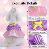 Littledropet Dog Princess Dress with Crystal Crown,Pet Halloween Christmas Birthday Wedding Dress Princess Costume Cosplay Party Outfits for Small Medium Dogs Girls (Purple, XXL)