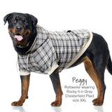 Pet Passion Rocky II - The Extra Comfy Hoodie, Organic Cotton and Recycled Poly Dog Hoodie Pet Coat Sweater for Small, Medium, Large Dogs, Gray Chesterfield Plaid, Large