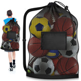 Hoiny Extra Large Soccer Ball Bag, 40" x 30" Drawstring Mesh Ball Bag with Pocket, Heavy Duty Sport Net Sack for Coaches, Storage Bag for Basketball, Volleyball, Gym Equipment, Swimming Gear (1)
